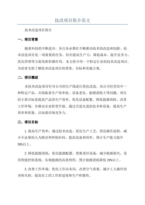 技改项目简介范文