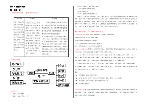 2021年高考政治一轮复习讲练测(必修1)专题08 财政与税收(讲)(学生版) Word版
