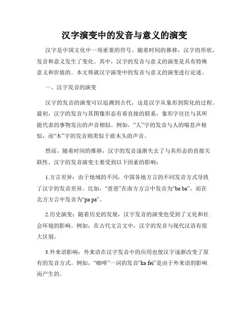 汉字演变中的发音与意义的演变