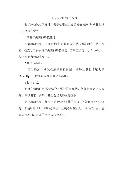 彩超肺动脉高压标准