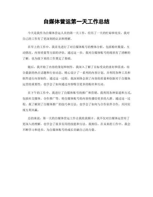 自媒体营运第一天工作总结