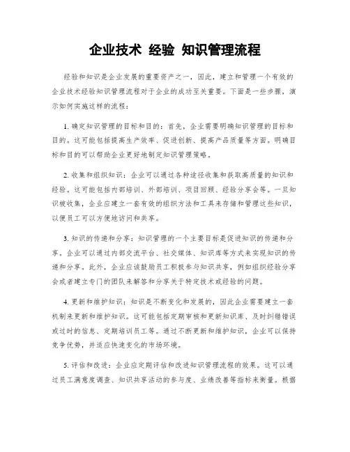 企业技术 经验 知识管理流程