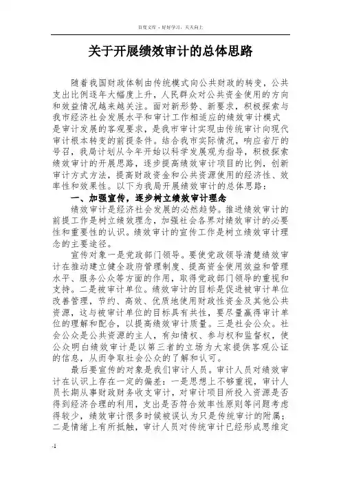 开展绩效审计思路