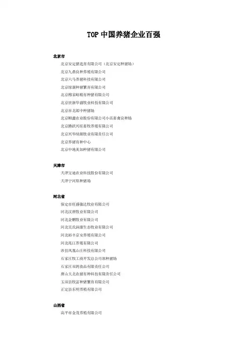 TOP养猪企业百强
