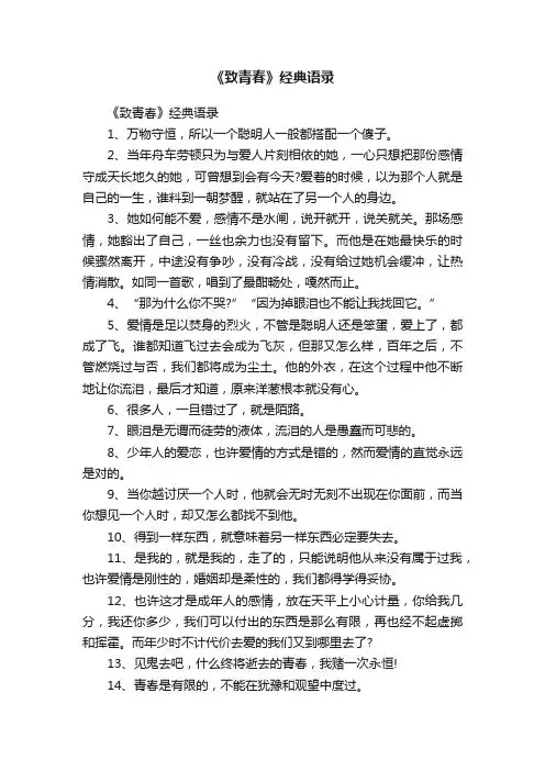 《致青春》经典语录