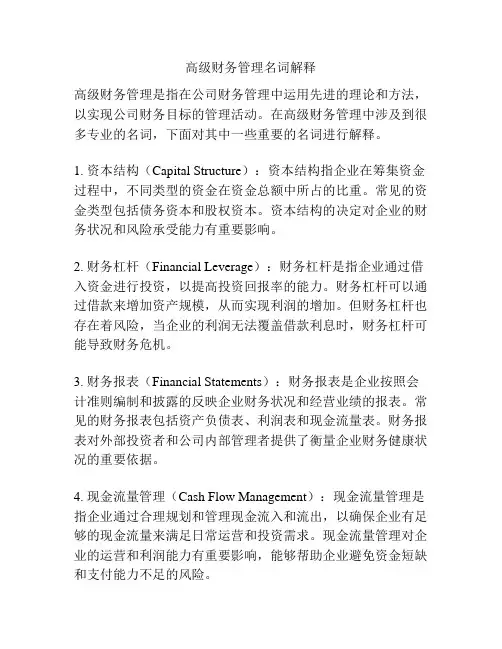 高级财务管理名词解释