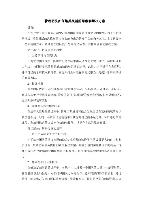 管理团队如何培养灵活的思维和解决方案