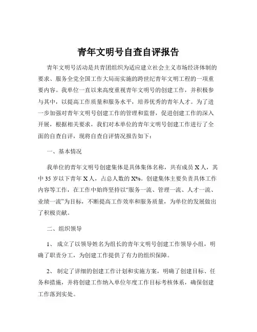 青年文明号自查自评报告