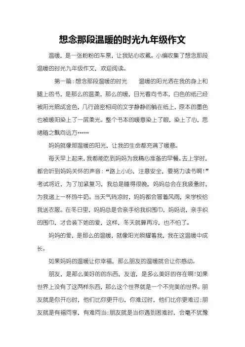 想念那段温暖的时光九年级作文