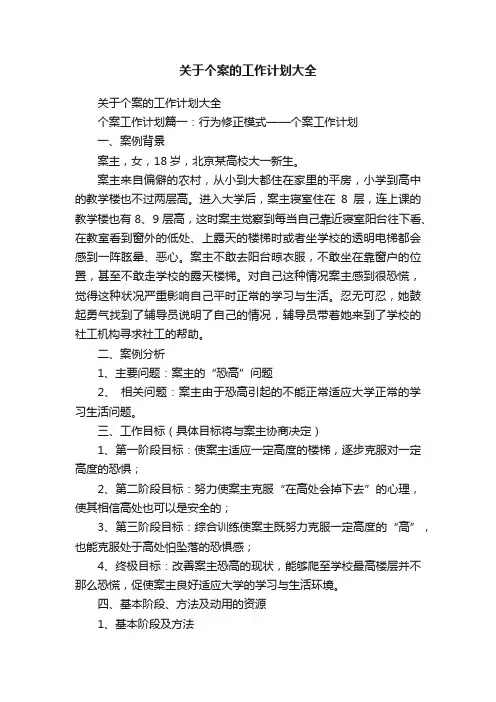 关于个案的工作计划大全