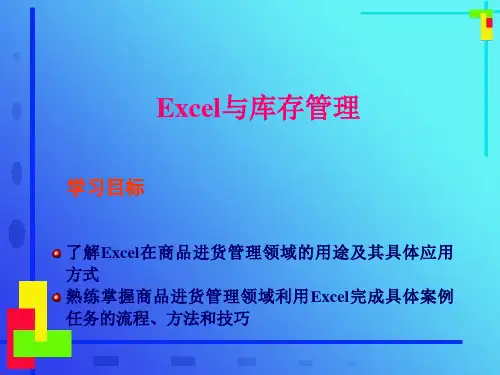EXCEL库存管理_EXCEL仓库管理表格制作_EXCEL仓库管理图表制作PPT