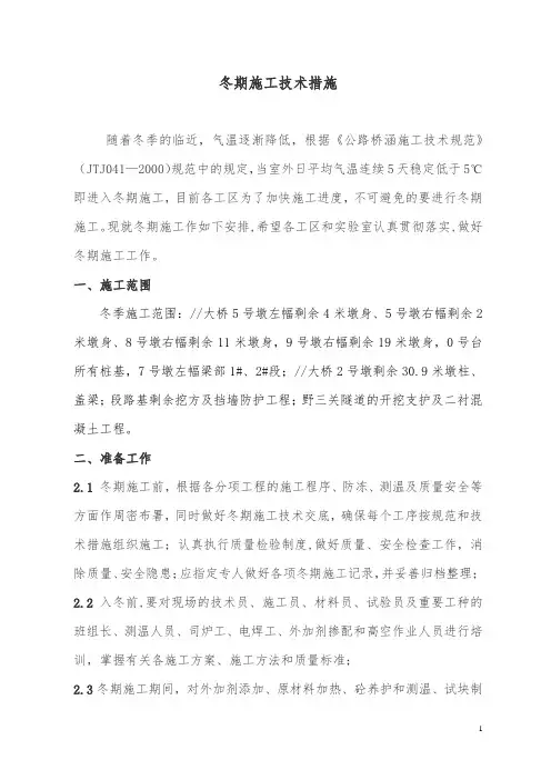冬期施工技术措施-报审