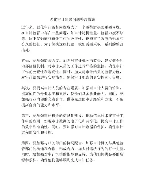强化审计监督问题整改措施