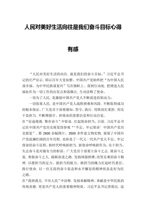 人民对美好生活向往是我们奋斗目标心得有感