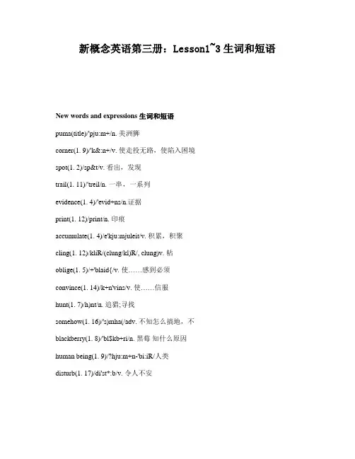 新概念英语第三册：Lesson1_3生词和短语