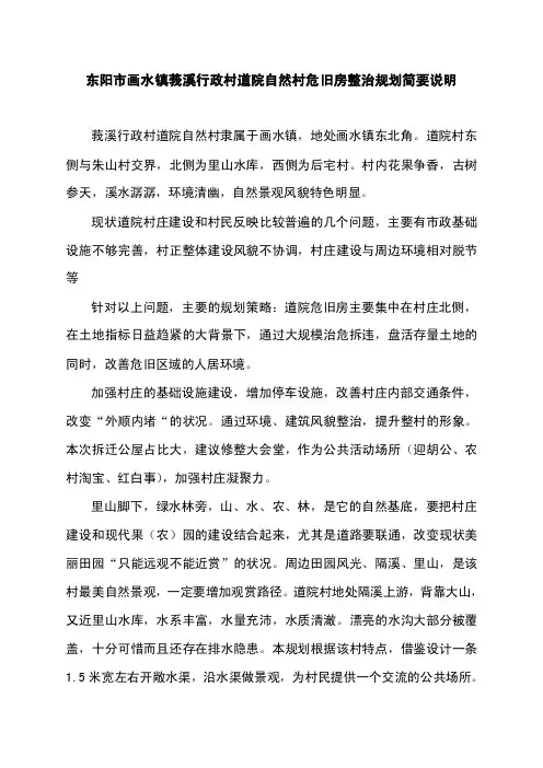 东阳市画水镇莪溪行政村道院自然村危旧房整治规划简要说明.doc