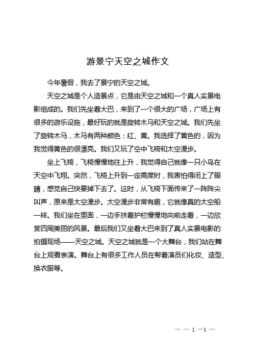游景宁天空之城作文