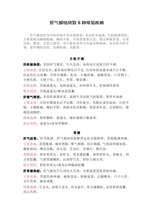 肝气郁结所致6种常见疾病