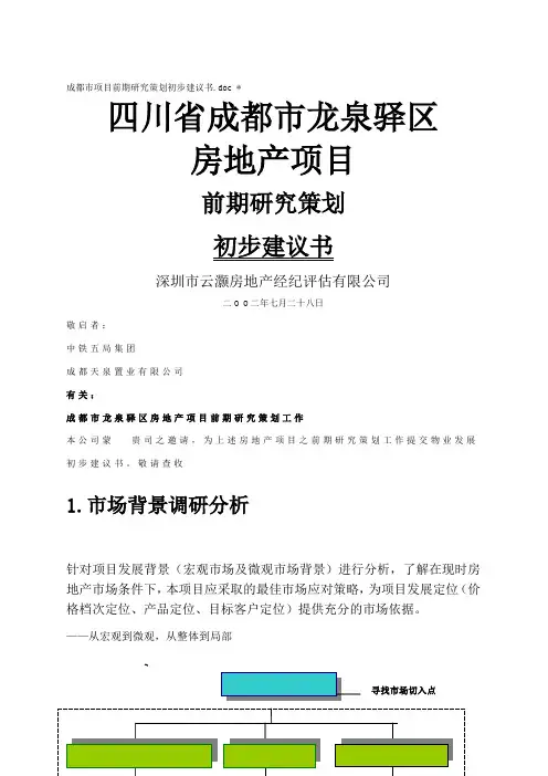 市项目前期研究策划初步建议书