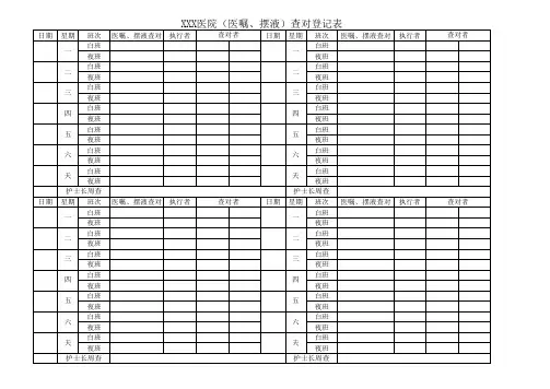 (医嘱、摆液)查对登记表