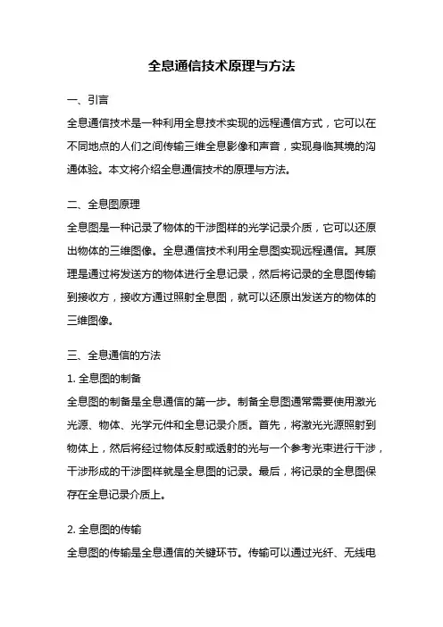 全息通信技术原理与方法