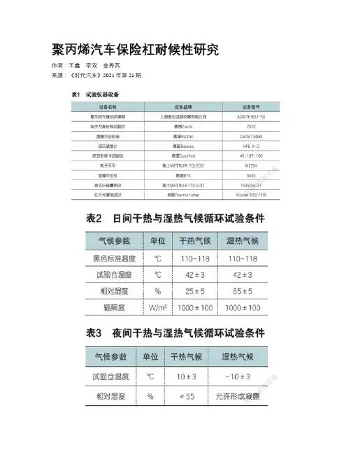 聚丙烯汽车保险杠耐候性研究