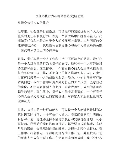 责任心执行力心得体会范文(精选篇)