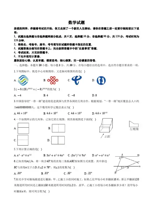 山东省聊城市莘县2024届九年级下学期中考一模数学试卷(含答案)