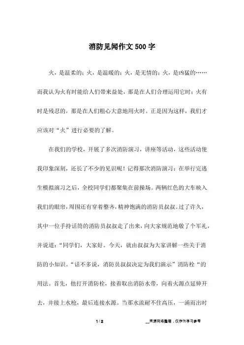 消防见闻作文500字