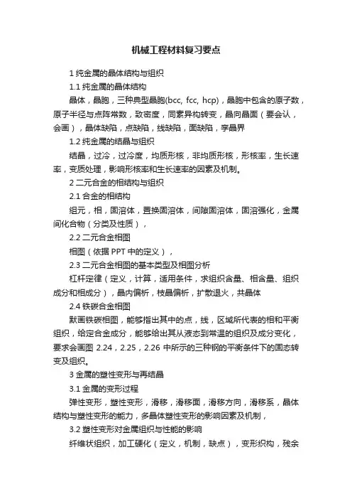 机械工程材料复习要点