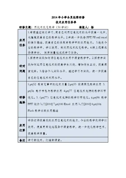 2014山东省远程研修任务单