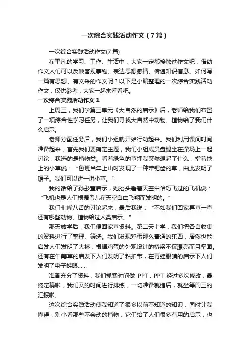 一次综合实践活动作文（7篇）