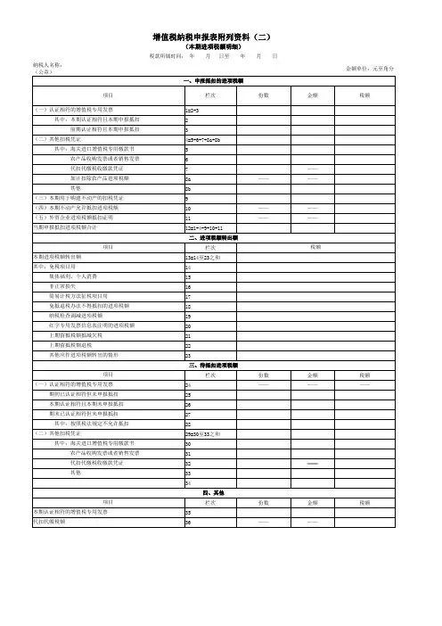 增值税纳税申报表附列资料(二)