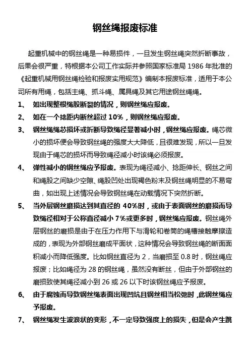 钢丝绳报废标准
