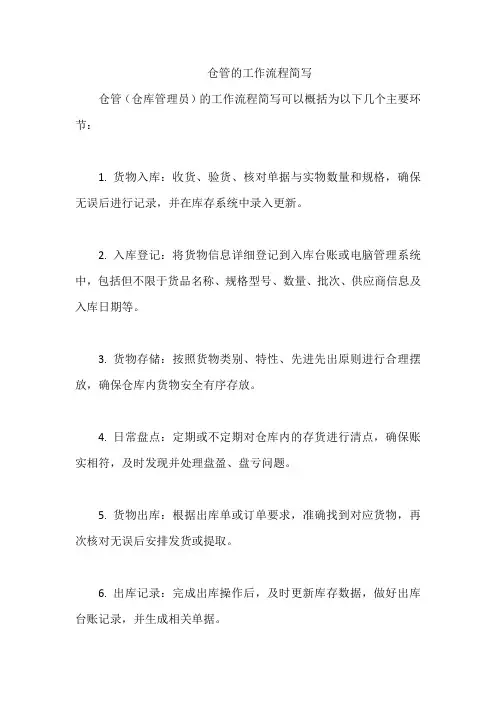 仓管的工作流程简写