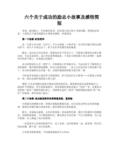 六个关于成功的励志小故事及感悟简短