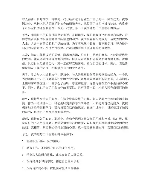 理想工作生涯心得体会