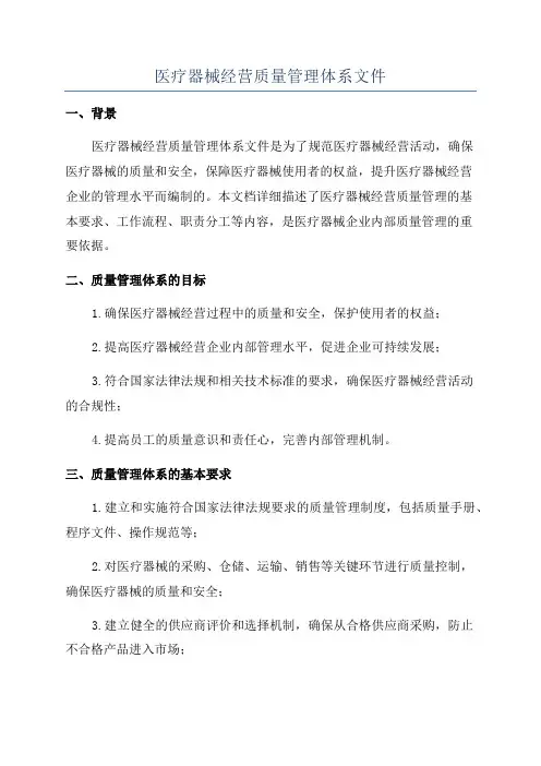 医疗器械经营质量管理体系文件