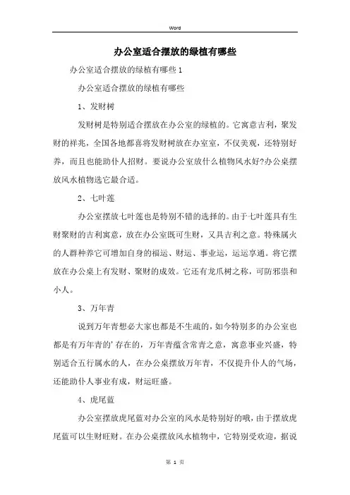 办公室适合摆放的绿植有哪些