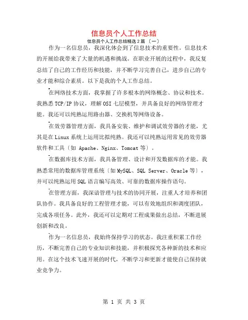 信息员个人工作总结2篇