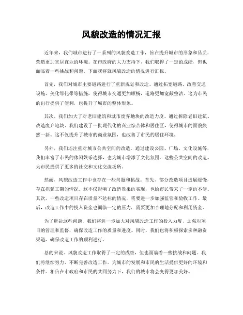 风貌改造的情况汇报