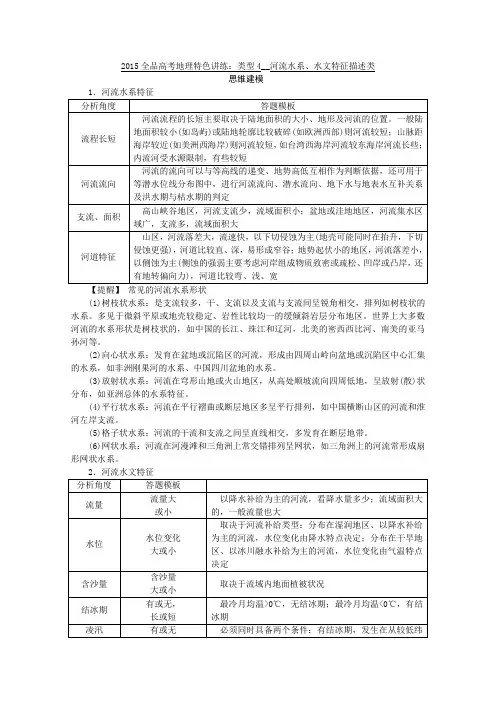河流水系水文特征描述