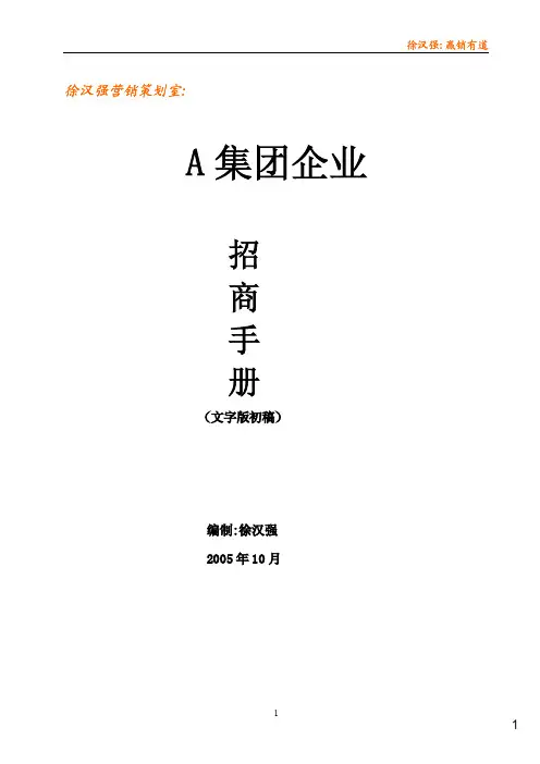 徐汉强：2005年A集团企业招商手册(文字版初稿)