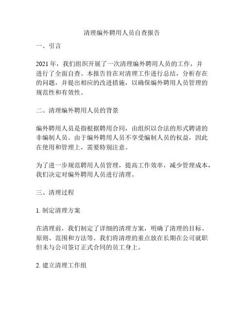 清理编外聘用人员自查报告
