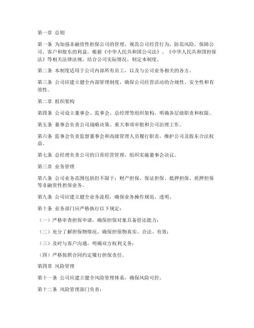 非融资性担保公司管理制度