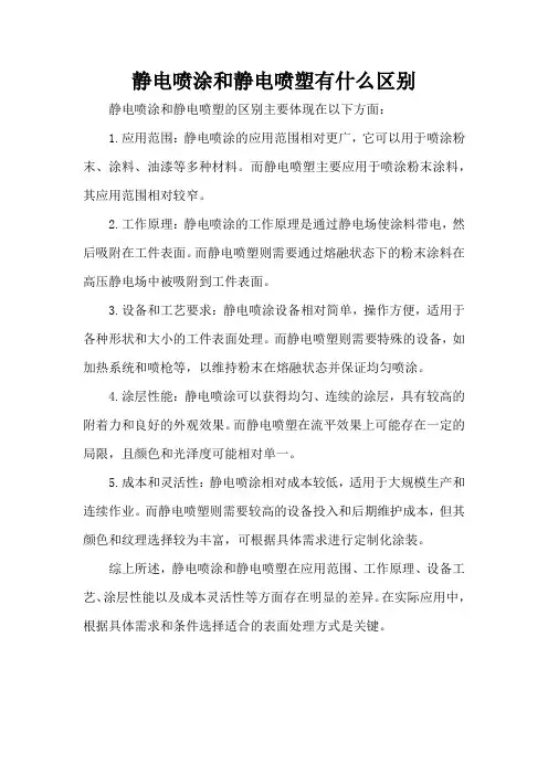 静电喷涂和静电喷塑有什么区别