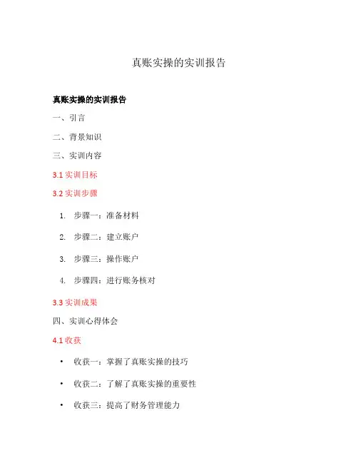 真账实操的实训报告