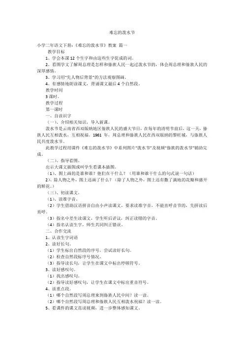 难忘的泼水节
