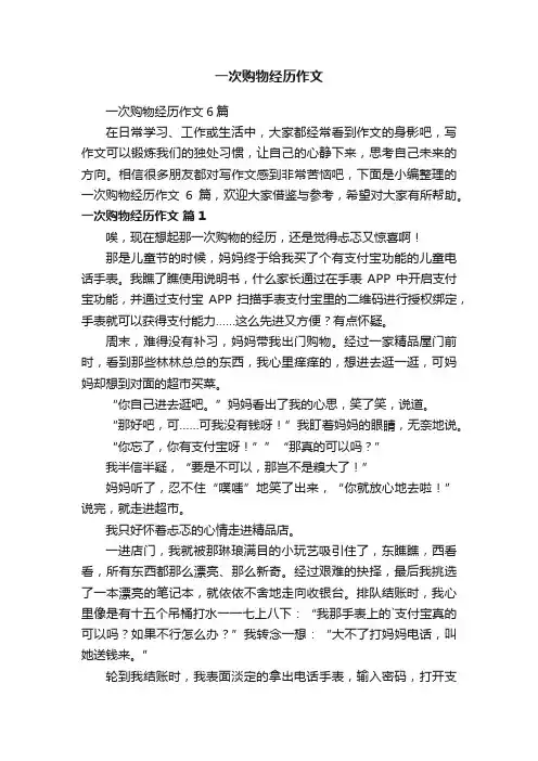 一次购物经历作文6篇