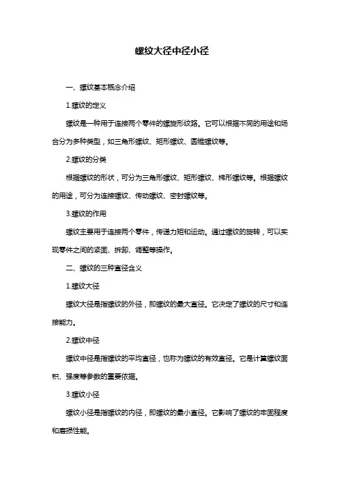 螺纹大径中径小径